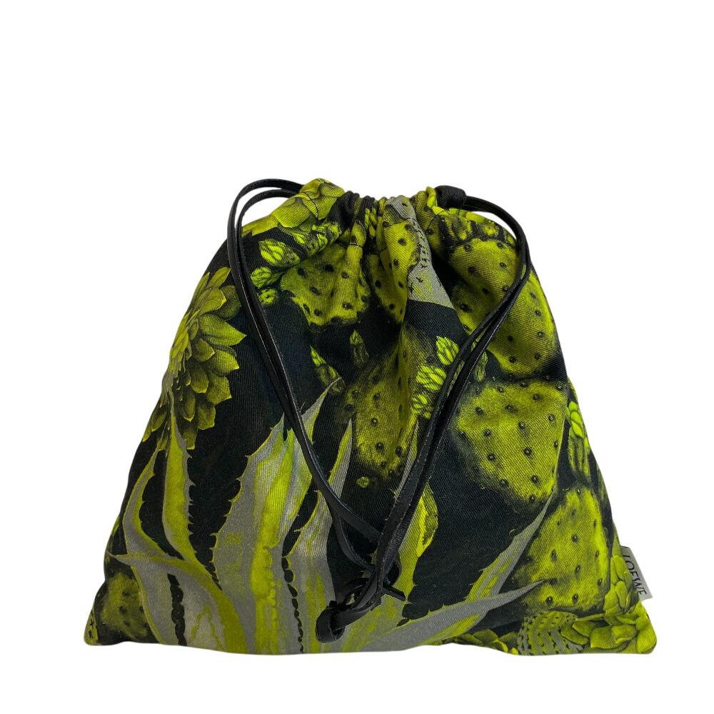 

LOEWE Cactus Pattern canvas Drawstring Pouch black canvas Used