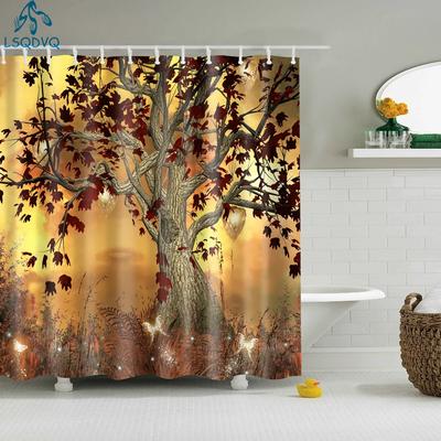 Eiffel Tower Tree Scenery Print Shower Curtain Waterproof Shower Curtain with Hooks Bath Curtain for Home Bathroom Decor Gifts