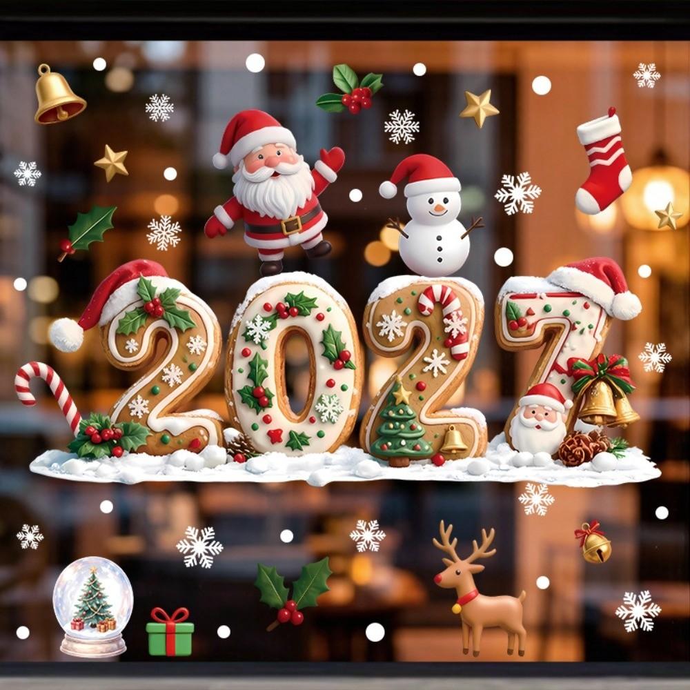Removable Static 2027 Static Cling Decal DIY Xmas Party Door Stickers Party Supplies
