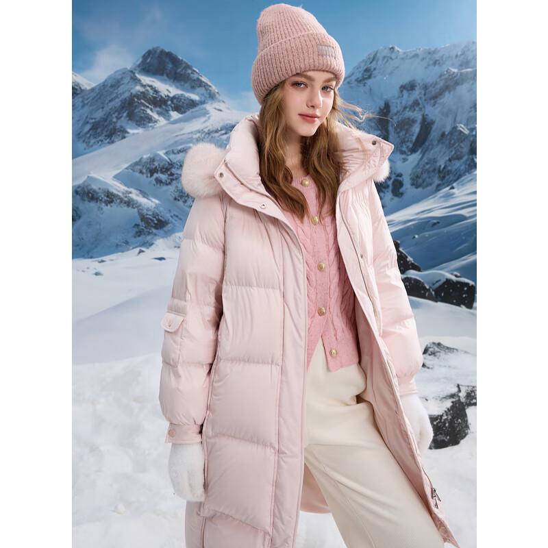 

Sancai 2024 Зимняя женская куртка с воротником-стойкой, длинная, белая, из гусиного пуха, с воротником из лисьего меха XL