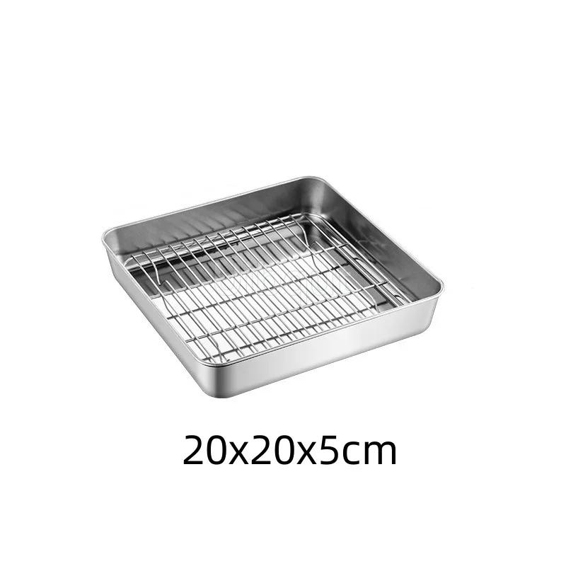 Golden Square Stainless Steel Food Service Tray plate set Nonstick Bakeware Fruit Cookie Bread Plate Kitchen Storage Container
