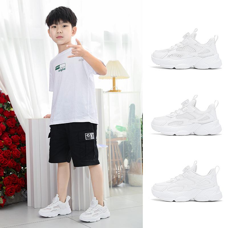 White primary and secondary school students single net sports shoes mesh white shoes boys children girls white shoes summer spring and autumn shoes