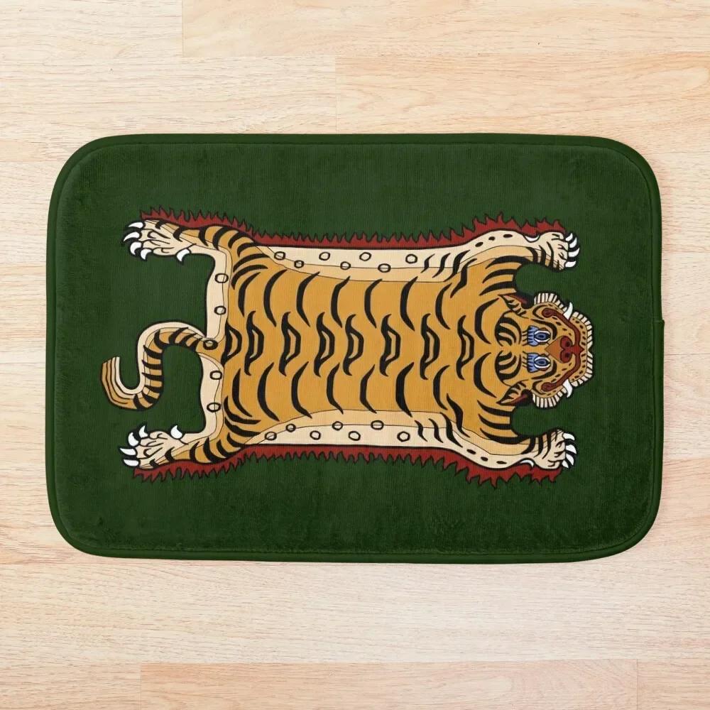Tigerfell Grün Fußmatte Heimteppich Rutschfest Tierteppich Für Badezimmer Küche Flur Wohnzimmer Eingang Bodendekor Fußmatte