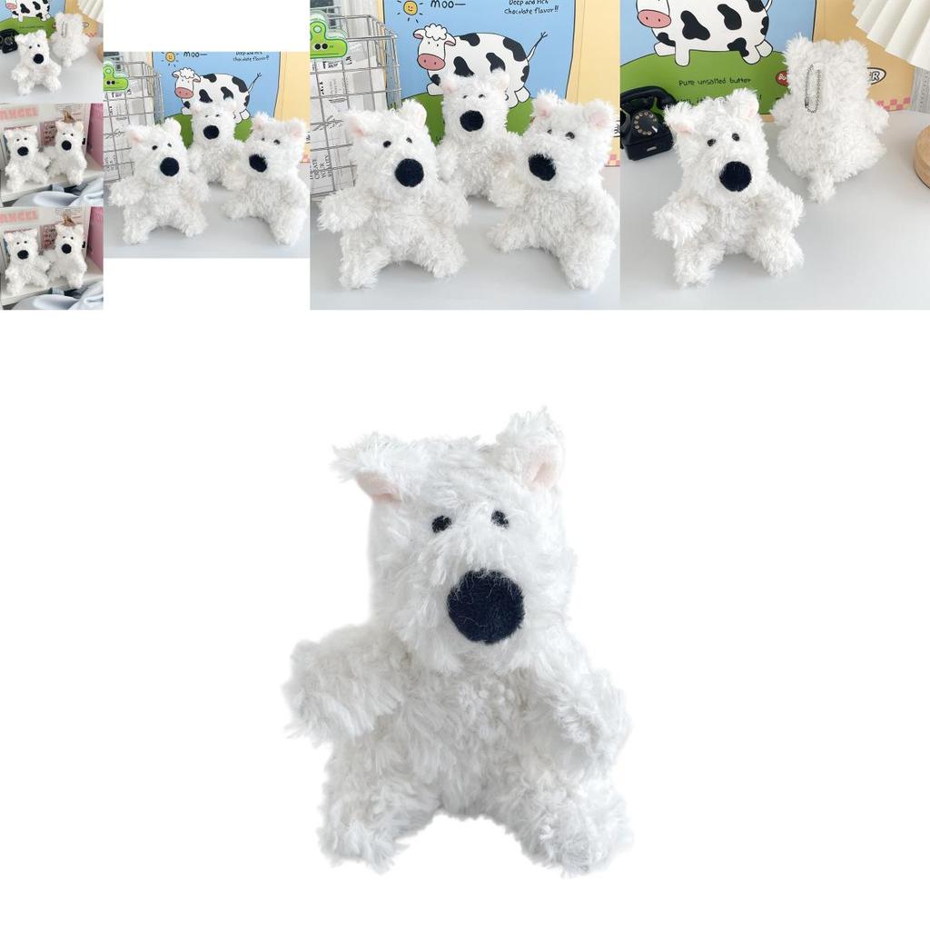Adorable White Plush Westie Dog Keychain Soft And Cuddly Stuffed Animal Gift