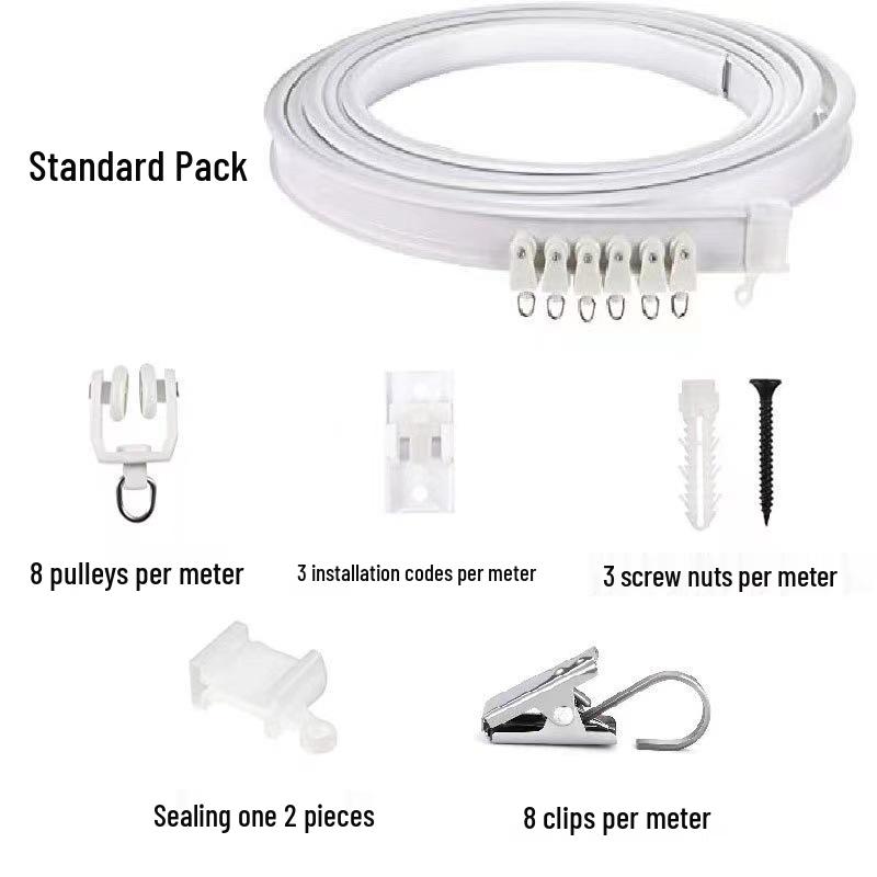 U-Shaped Bendable Curtain Track - 1/3/5/7 Meter Sliding Track