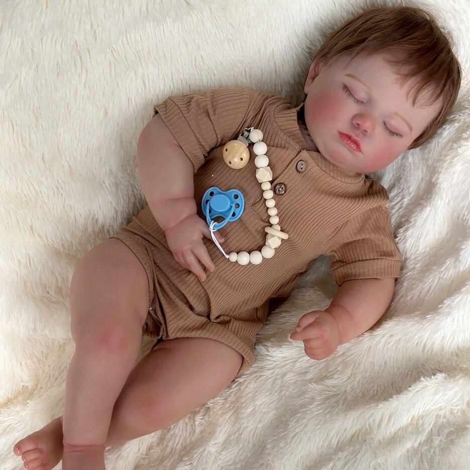 

BZDOLL 60 см 24-дюймовая реалистичная спящая кукла-реборн с 3D-рисованием кожи и сосудистой вены, живой мягкий силикон для новорожденных Bebe, милый подарок на день рождения Finished doll