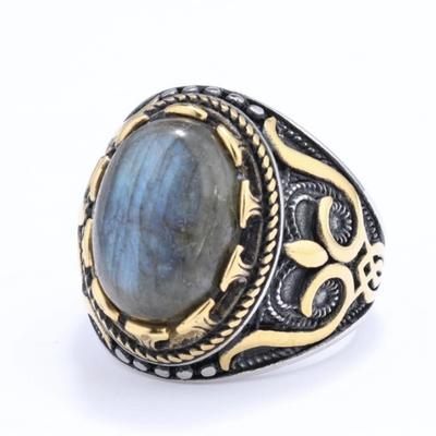 Fashion Trend Inlaid Gemstone Ring for Men, Simple Oval Large Gemstone Ring,