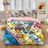3 Imitation Glass Painted 67 Element Print Coreless Down Duvet Cover Set Multi Size Bedroom Bedding Decoration Machine Washable