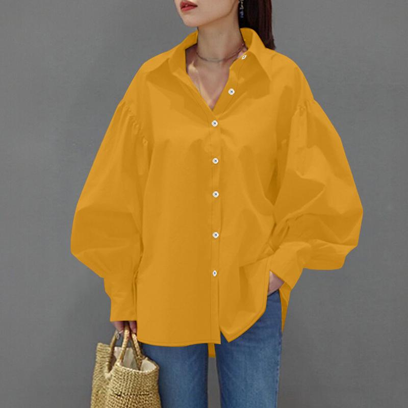 ZANZEA Lässige Bluse mit Umlegekragen und einfarbigen Langarmshirts für Damen