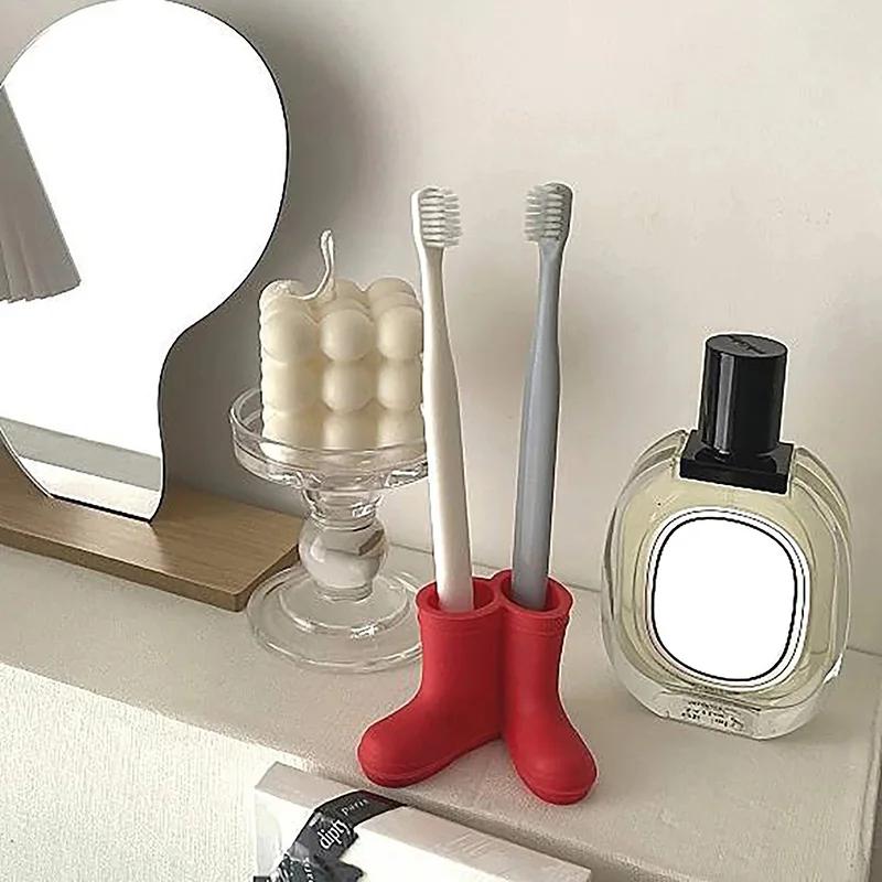 Creative Toothbrush Holder Mini Rain Shoes Cartoon Cute Silicone Rain Boots Holder Toothbrush Stand Pencil Pen Organize Tools