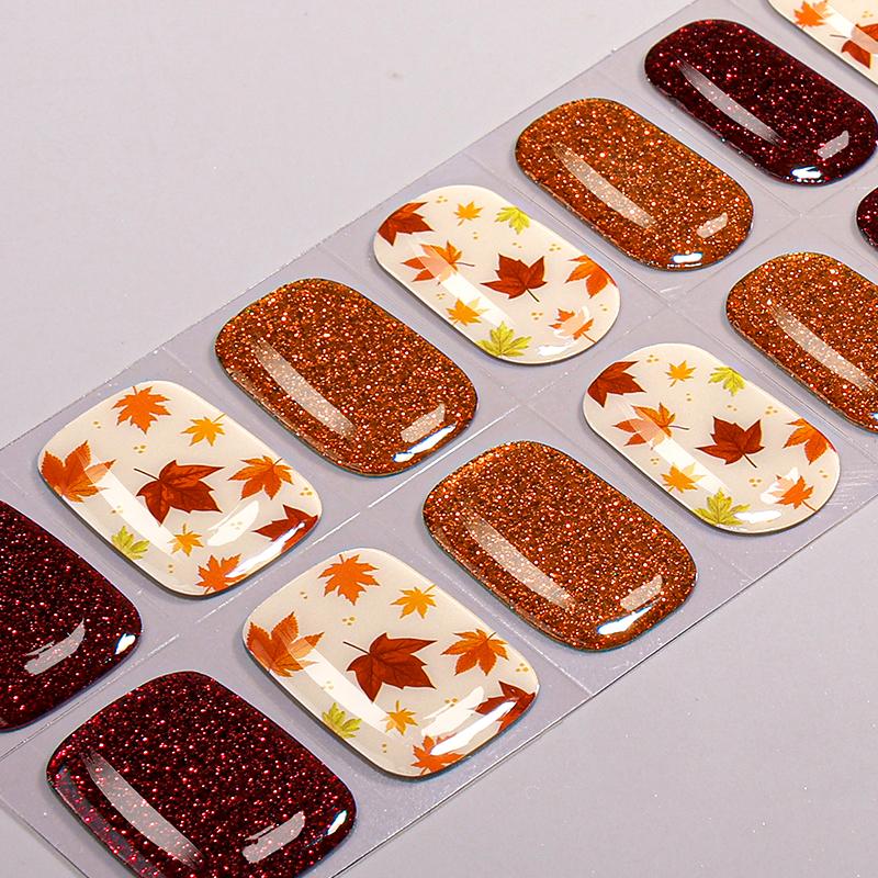 22Tips French UV-Free Gel Nail Stickers Leopard Print Full Cover Gel Polish Nail Strips DIY Manicure Decoration