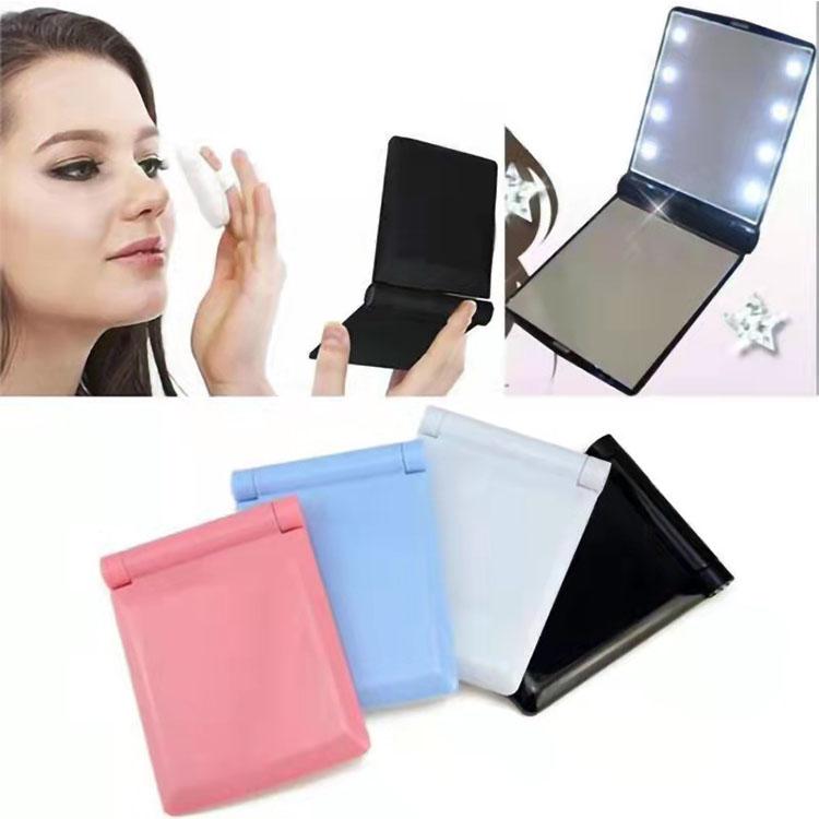 Colorful square Shaped 6 Led Compact Mirror