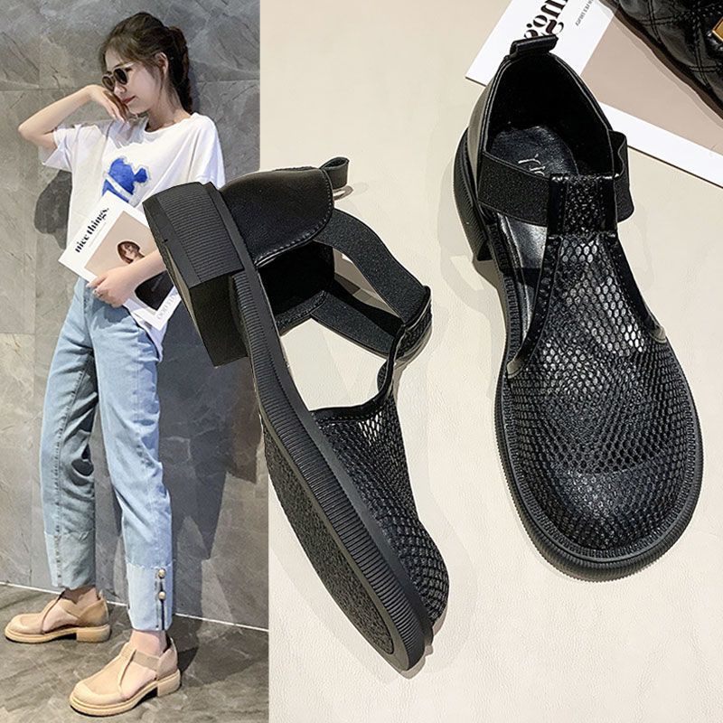 Pantofi sport pentru femei, vara anului 2025, sandale Mary Jane cu design interior respirabil, cu talpă goală, design de nișă, pantofi cu o singură talpă din plasă