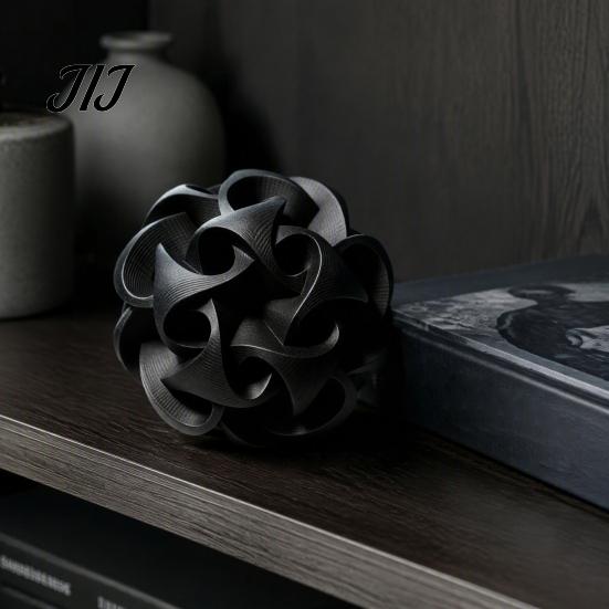 Versatile Office Desk Accessories 3D Printed Geometric Hollow Sphere Sculpture, Abstract Twisted Flower Fine Craftsmanship Decor Ball Ornament, Modern