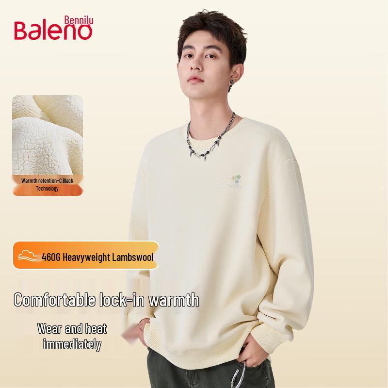Baleno Unisex Fleece-Lined Vintage Print Loose Fit Sweatshirt