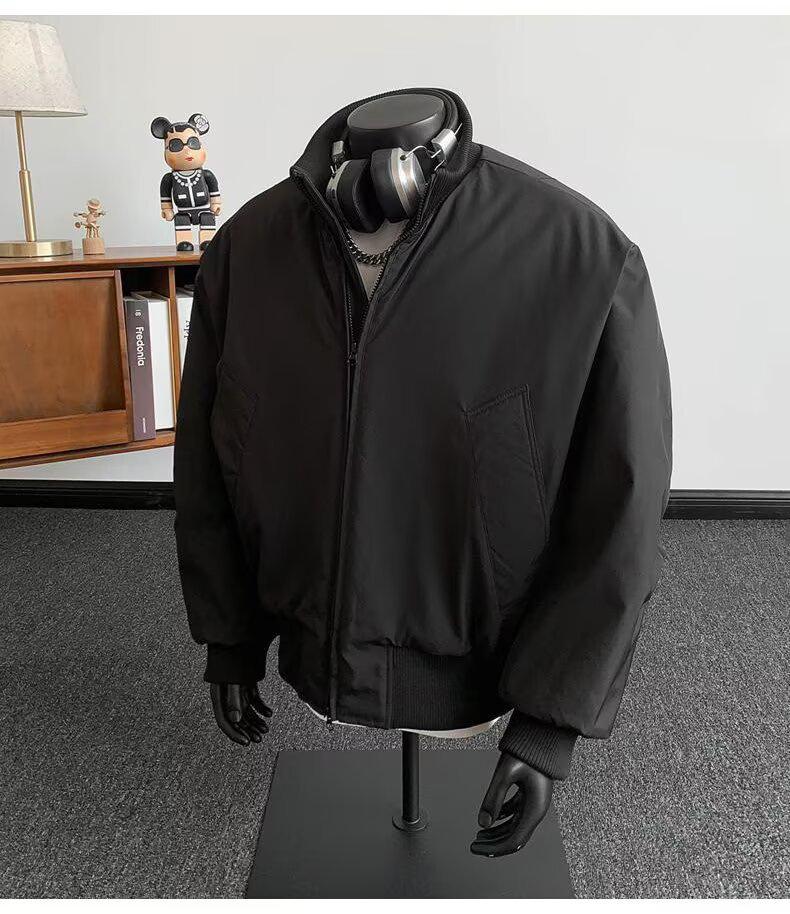 Męska Zimowa Bawełniana Kurtka Baseballowa ze Stójką - Ciepła i Wszechstronna, Luźny Krój