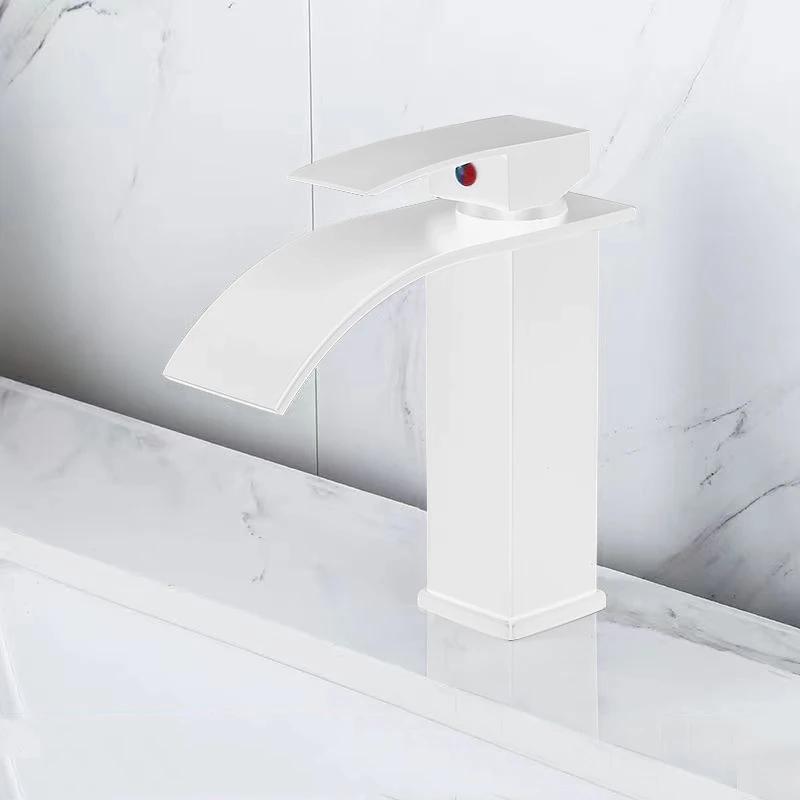 Black Waterfall Bathroom Basin Faucet Waterfall Spout Vanity Sink Mixer Tap Brush Gold Sink Faucet Tall short Style Chrome Gray