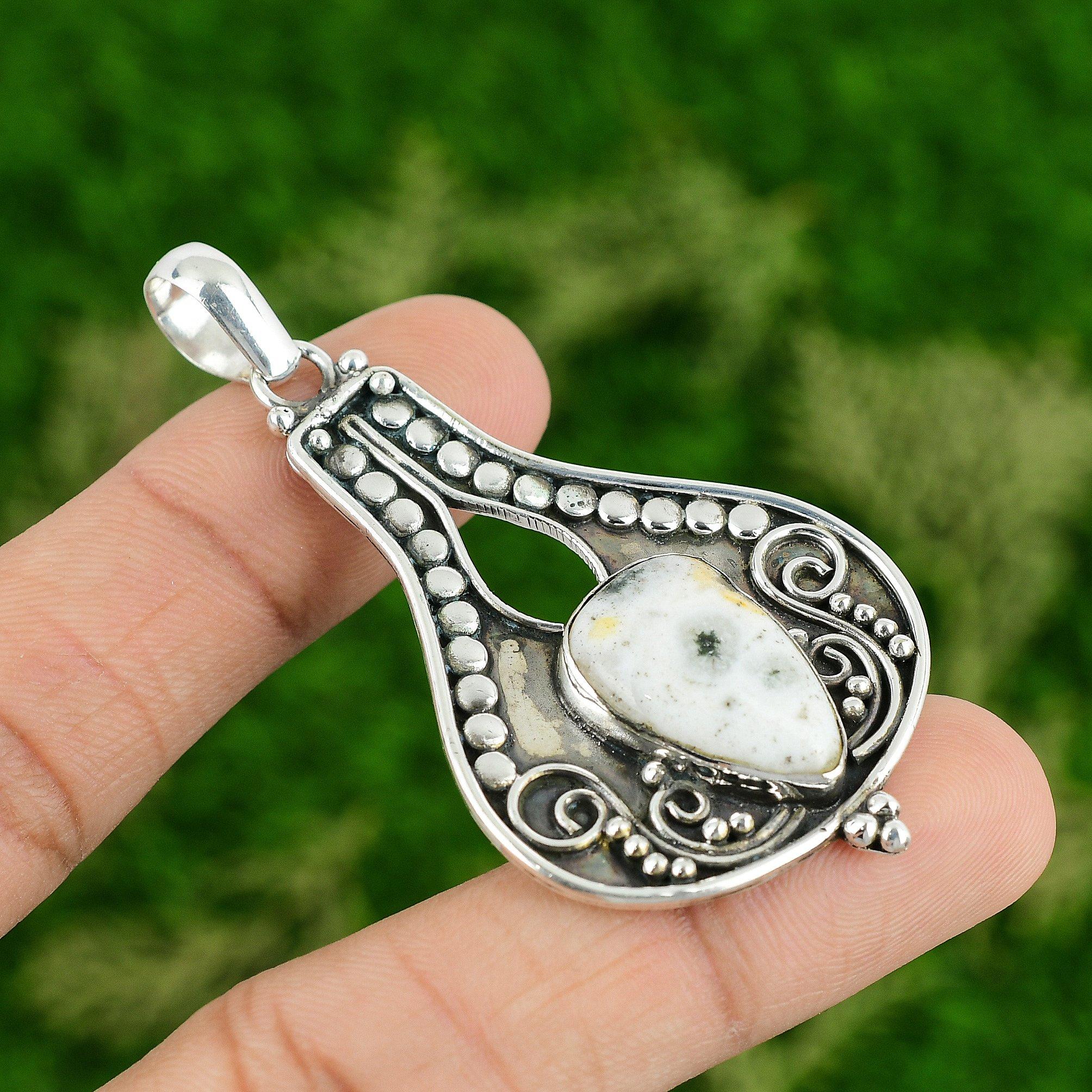 

Daughters Day Deal Solar Moss Opal Stone New Pendant Jewelry 925 Sterling Silver