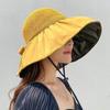 Spring Summer Hat For Women Big Wide Brim Women Bucket Hat Solid Color Foldable Uv Protection Outdoor Beach Panama Cap Sun Hats