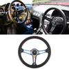350mm 14in for NARDI Style 6 Bolt Half Dish Black Perforated Leather Racing Steering Wheel W  Horn
