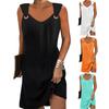 Letní Ženy Vesta s výstřihem do V Šaty bez rukávů Dutý prsten Jednobarevný Volný střih Tenké mini šaty Streetwear