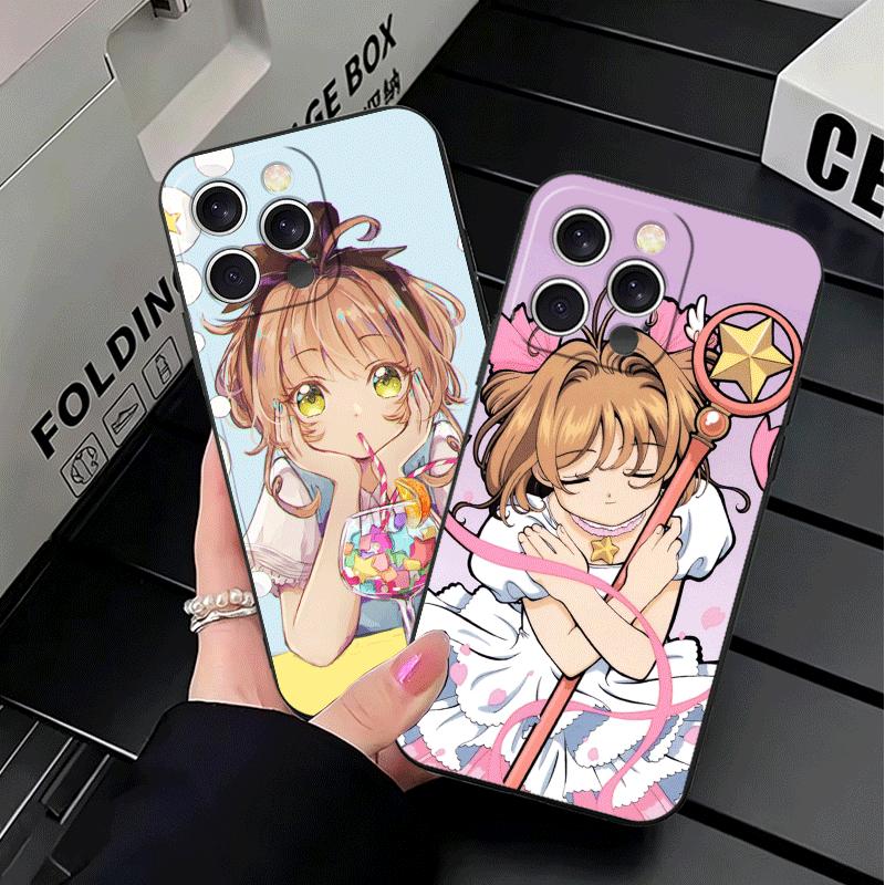 CardCaptor Sakura Anime Soft Phone Case for iPhone 16 16E 17 Air 15 Pro Max 14 Plus 13 Mini 11 12 7 Black Cover Back Shell