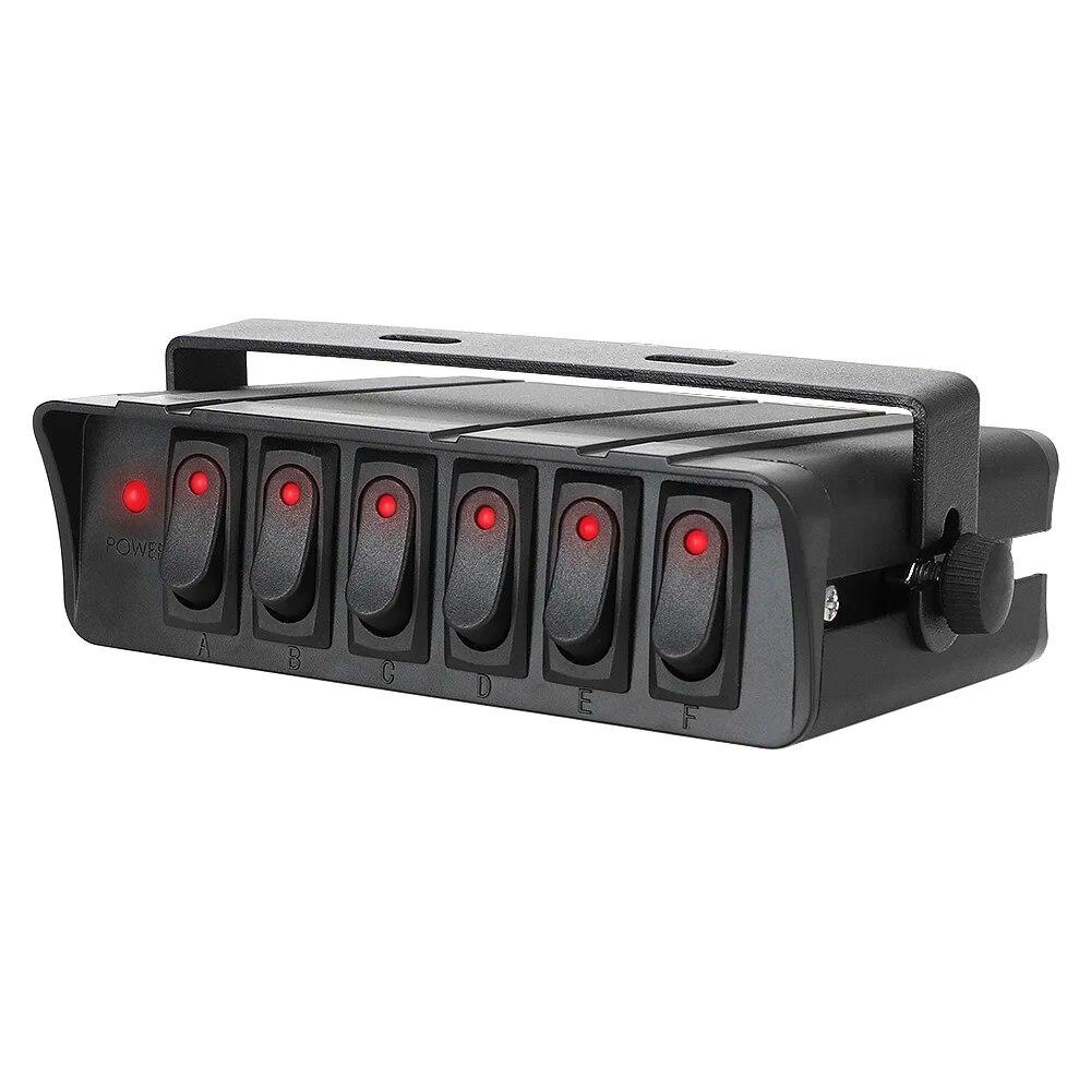 24V 12V 6 Buttons Switch Panel With 30A Fuse Blade Indicator Car Lights Toggle Accessories For Boat Truck Trailer Caravan Marine