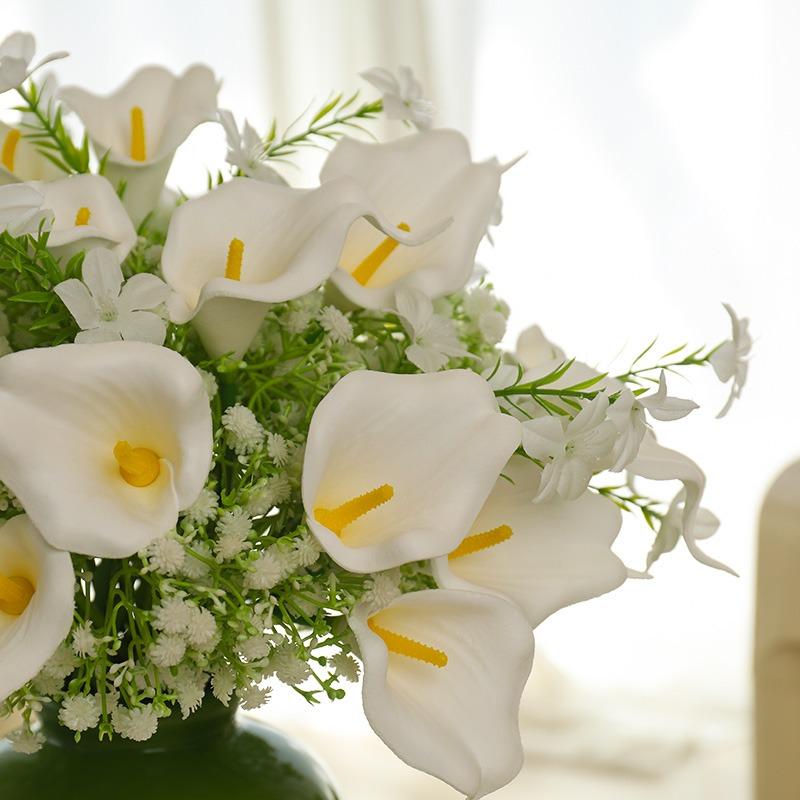 12 Stück Weiße Calla Lilie Künstliche Blumenstrauß Falsche Blume für Heimdeko Partyzubehör Hochzeitsdekoration Vasenzubehör