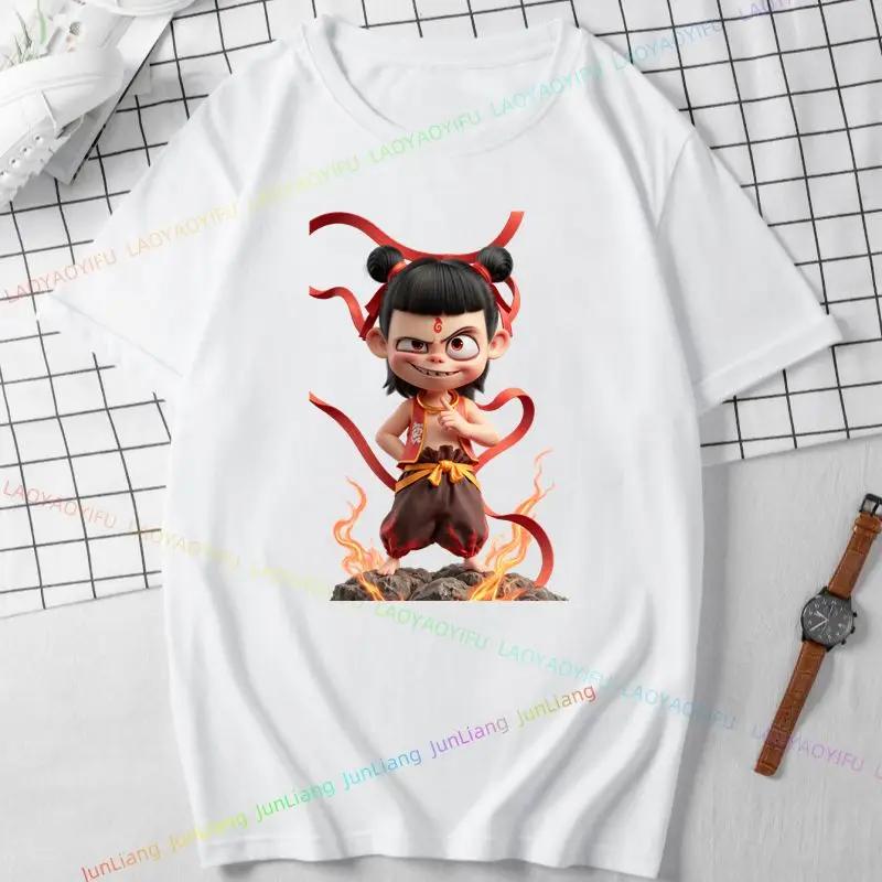 2025 Nezha 2 Magisches Poster Kurzarm Rundhals T-Shirt Mode Freizeit Lustig Y2K Süß Spaß T-Shirt