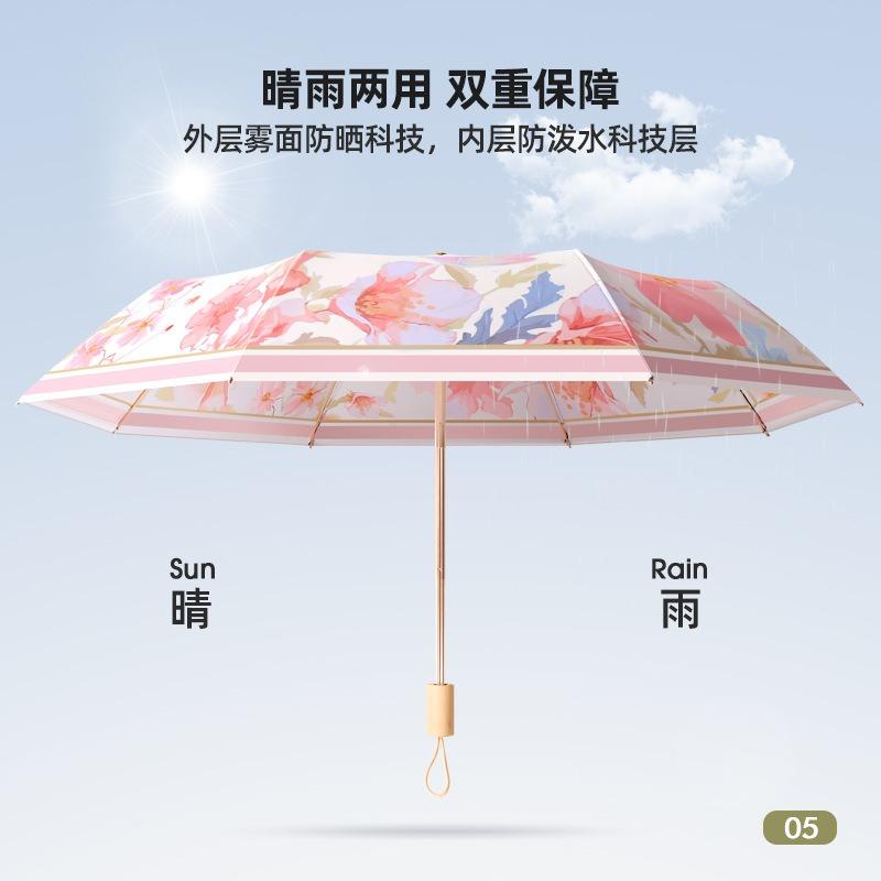 New Three-fold Manual Eight-bone Umbrella Vinyl Fabric Double-layer Double-sided Color Umbrella Parasol Three-fold Sun Umbrella