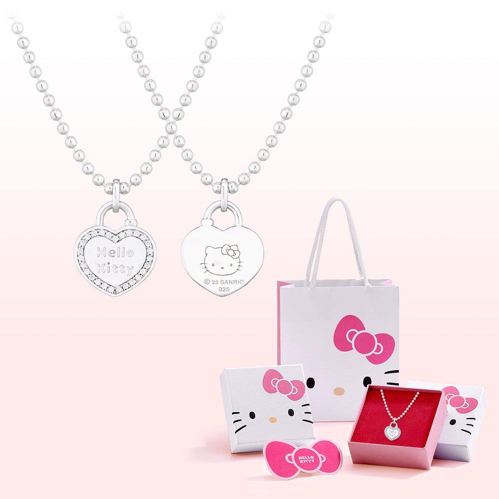 Sawnio Hello Kitty Jewelry Lucky Collection Silver Lucky Heart Necklace Hlsn358W