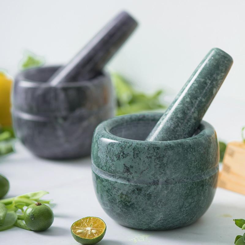 Natural Stone Durable Mortar Pestle Set Pepper Mill Garlic Crusher Pugging Pot Herbs Spice Grinder Powder Mill Kitchen