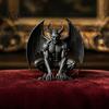 Dark Fantasy Home Decor Gargoyle Figurine, Medieval Winged Statue, Resin Gothic Weather Resistant Garden Art Horn Demon Ornament for Office Bookshelf