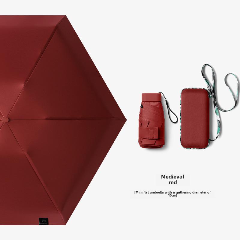 Compact Five-Fold Mini Sunscreen Umbrella: Stylish Women's Pocket Sunshade & Rain Protector