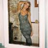 European & American Sexy Print Bodycon Spaghetti Strap Vacation Dress