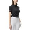 Fila Golf Series Knitted Comfortable Slim Fit Short Sleeve Polo Shirt Women Tops Black A11W525110F-BK