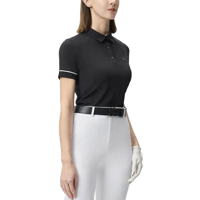 Fila Golf Series Knitted Comfortable Slim Fit Short Sleeve Polo Shirt Women Tops Black A11W525110F-BK