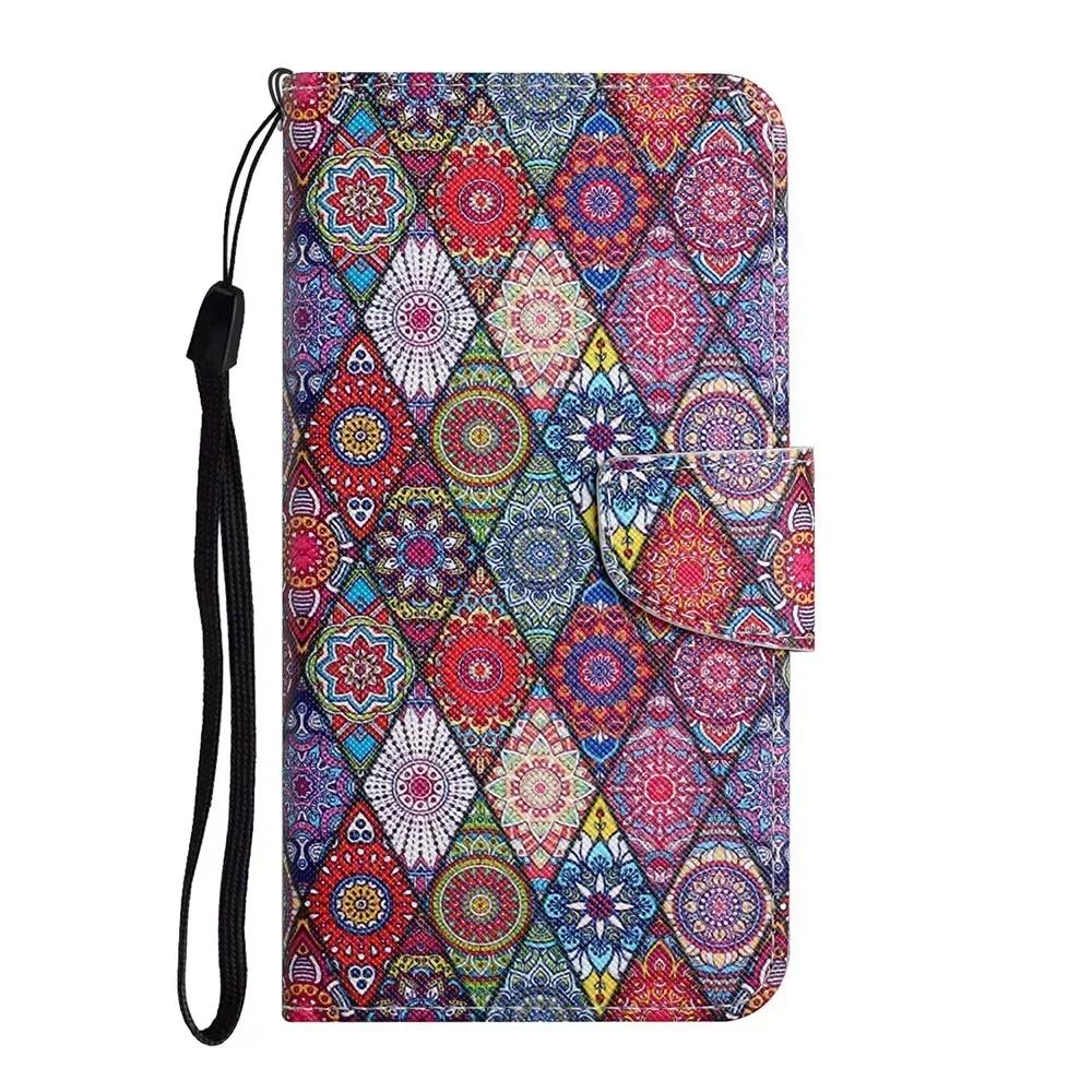 Leather Flip Phone Case For Samung Galaxy A10S A20S A20E A20 A30 A21S A22 A23 A24 A25 Flower Painted Wallet Card Holder Cover