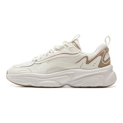 Li Ning Leche Coco Versátil Retro Suela Gruesa Tendencia Moda Absorción de Impactos Antideslizante Resistente al Desgaste Soporte Zapatillas Casuales de Caña Baja AGCV130-4