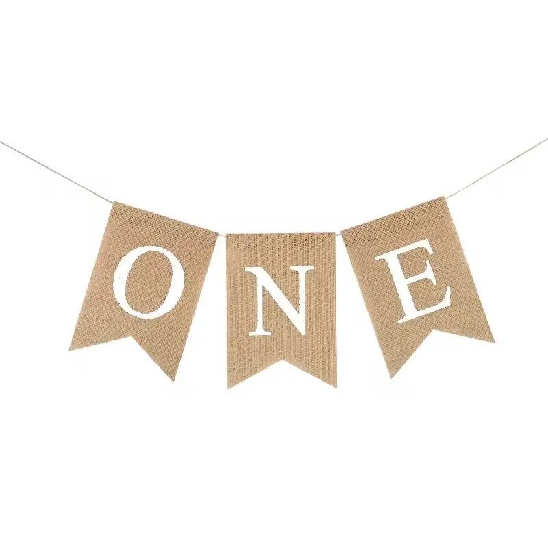 

First Birthday Banner with ONE Text Garland Style Decoration for Infant Boys and Girls Perfect As Party Decor Memorial Keepsake