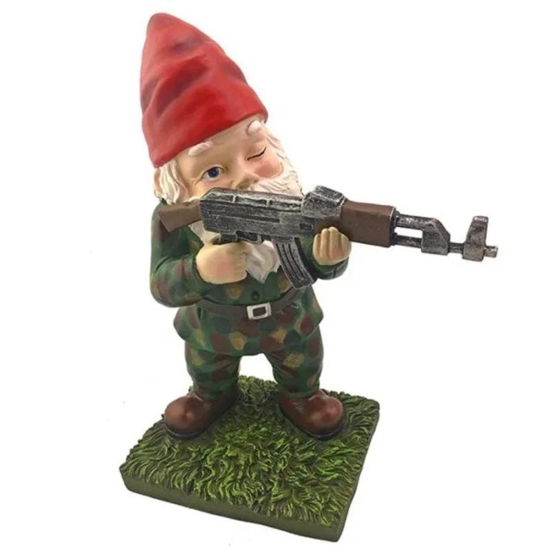 New Figure Sculpture Indoor Outdoor Home Yard Decor Decoration Jardin Funny Army Garden Gnome Statue Resin Desktop Lawn Ornament