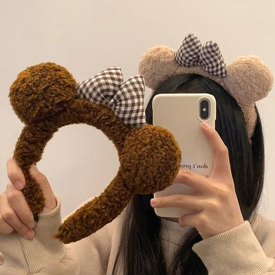 Women Bow Bear Ear Plush Hair Band Cartoon Headband Female Sweet Cute Girls Hairband Hair Accessories