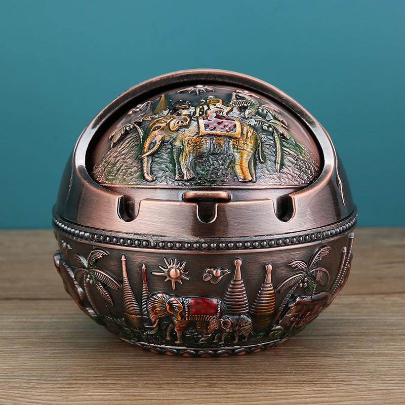 European Style Ashtray with Lid: Trendy, Drop-Proof, Anti-Fly Ash, Odor-Resistant, Luxury Living Room Decor.