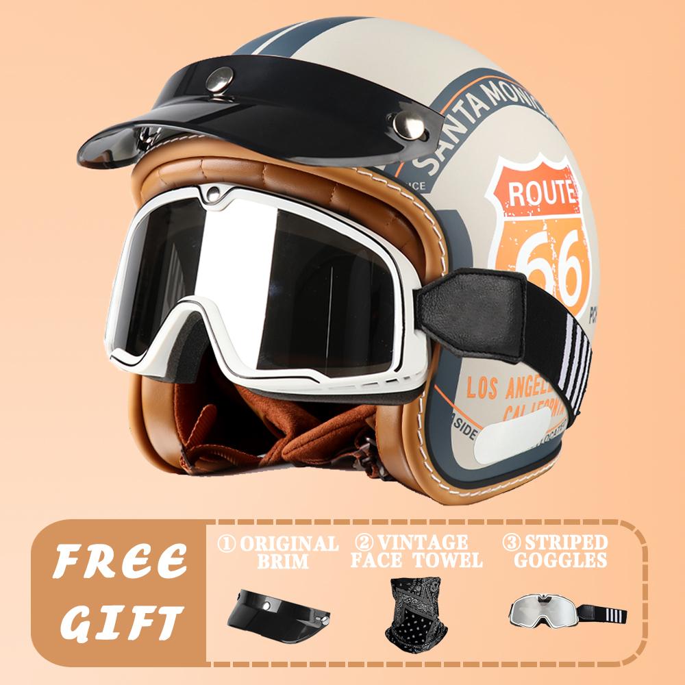 VGV DOT Certification Retro Prince Motorcycle Motorcycle Men and Women Japanese 3/4 Helmet Summer Electric Car Gourd Helmet Ridi