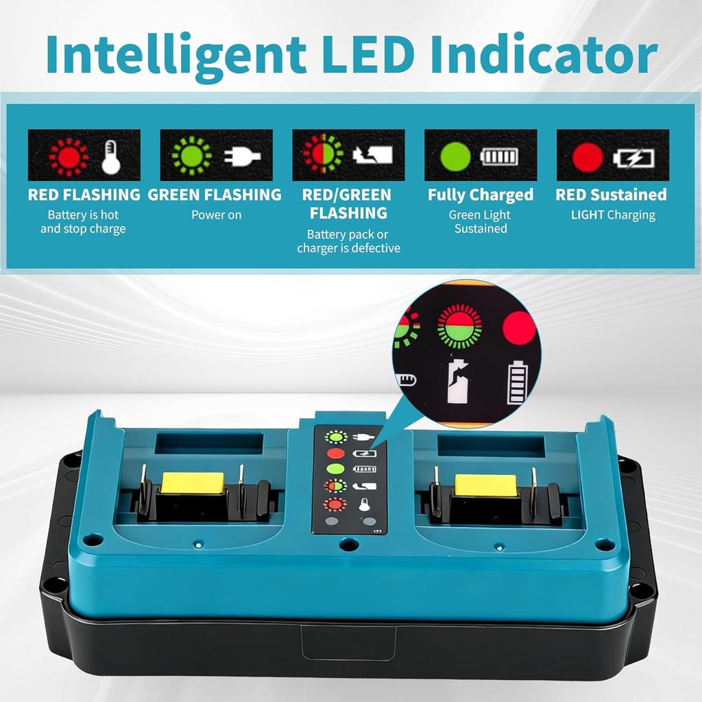 Dual Ports Charger Replacement for Makita 18V Battery Charger,for Makita 11.1V-18V LXT Li-ion Battery BL1811 BL1811 BL1811 BL181