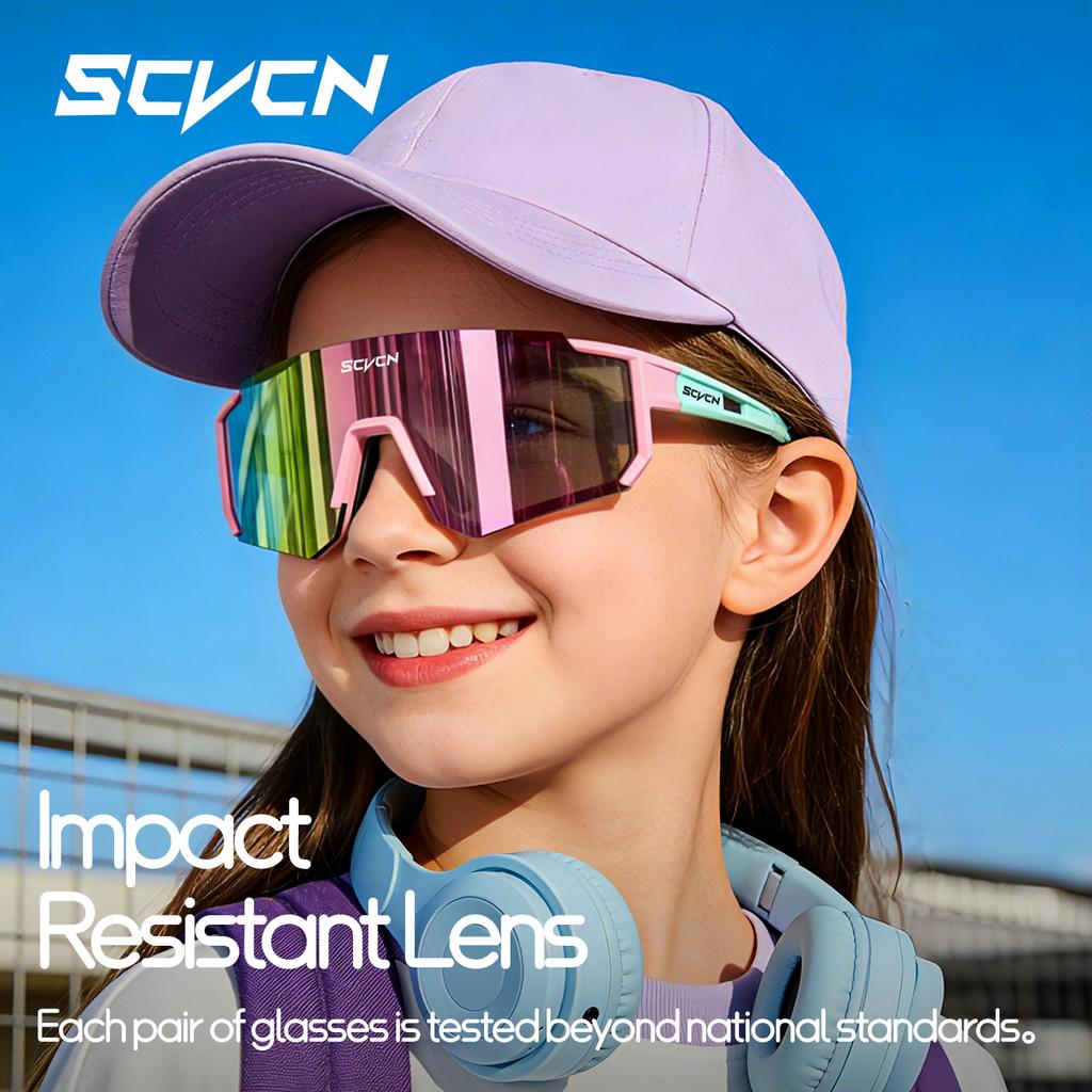 Gafas de Sol Deportivas para Niñas SCVCN Gafas para Senderismo al Aire Libre Niños Ciclismo Fotocromáticas UV400 Gafas de Béisbol para Niños Gafas de Running