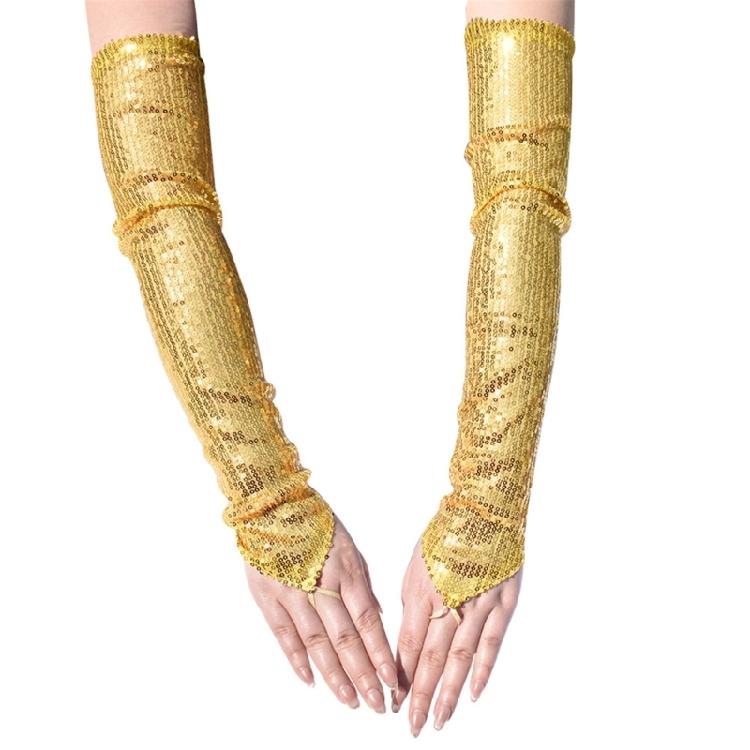 Glitters Fingerless Halloween Gloves Cosplay Party Wear Practical Polyester Fabric Role Play Stage Accessory