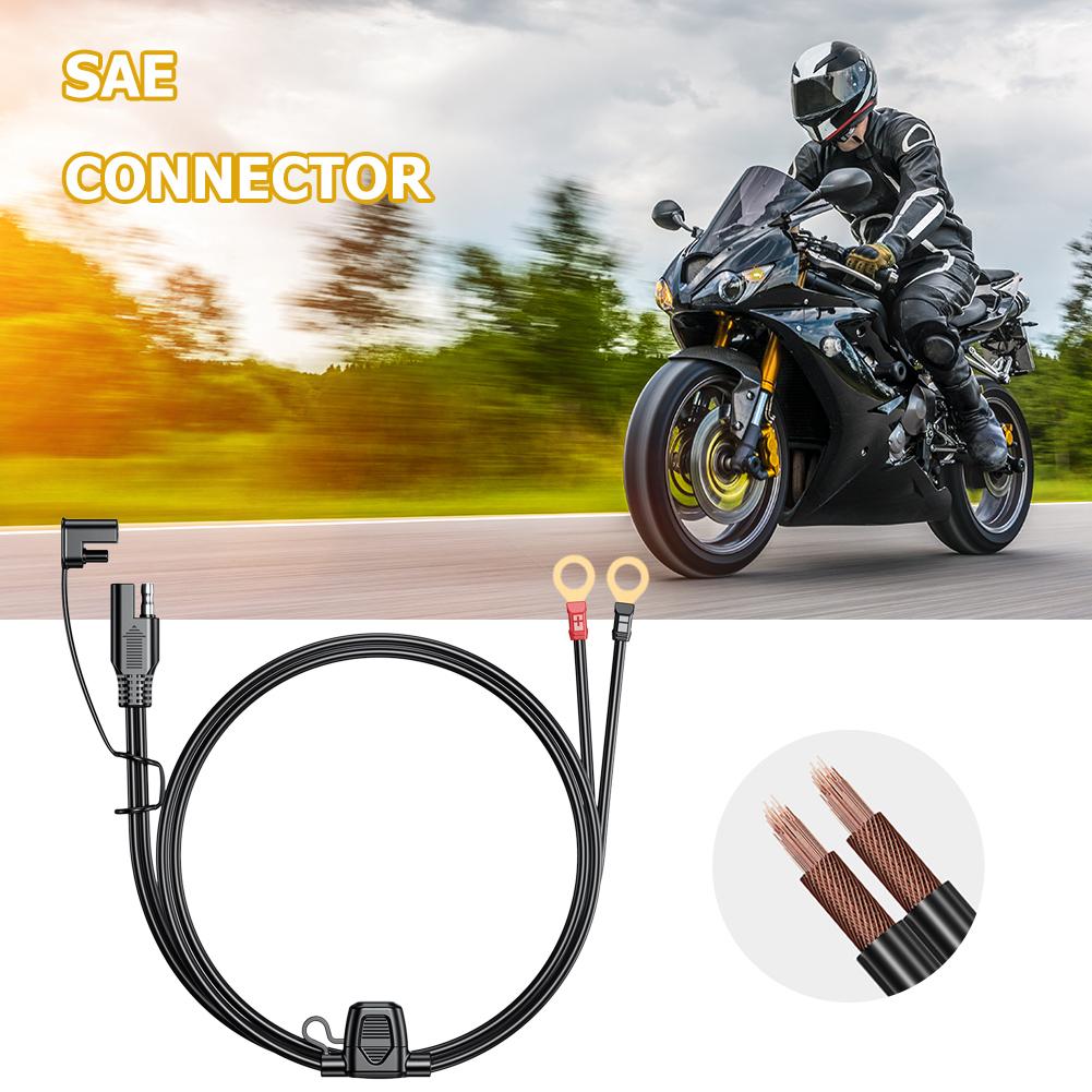 12-24V 18AWG SAE 2 Pin Quick Disconnect To O Ring Terminal Harness Connecter Cord Connector Cable for Battery Charger/Maintainer