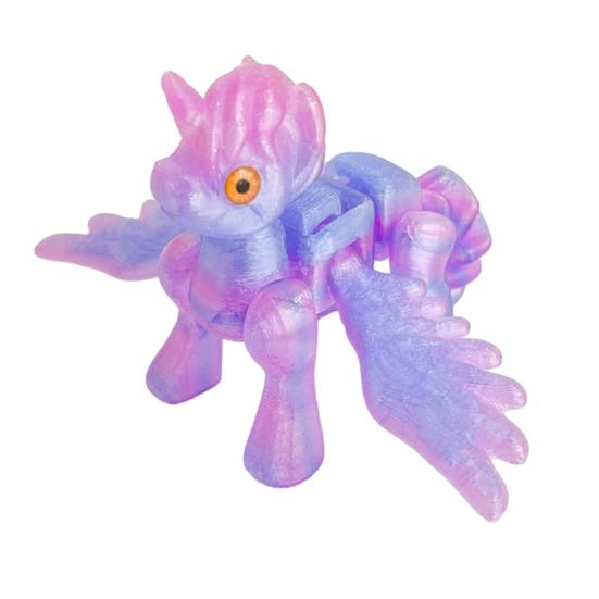 3D-gedruckte fliegendes Pferd Figur Bewegliche Gelenke Geflügeltes Pony Statue Stressabbau Fidget Spielzeug Pädagogisches Tiermodell Dekoration Ornament