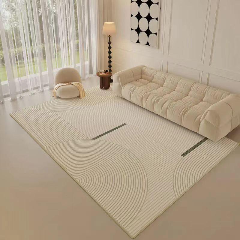 Washable Faux Wool Area Rug Living Room Geometric Soft Non-Slip Floor Mat Modern Minimalist Home Decor